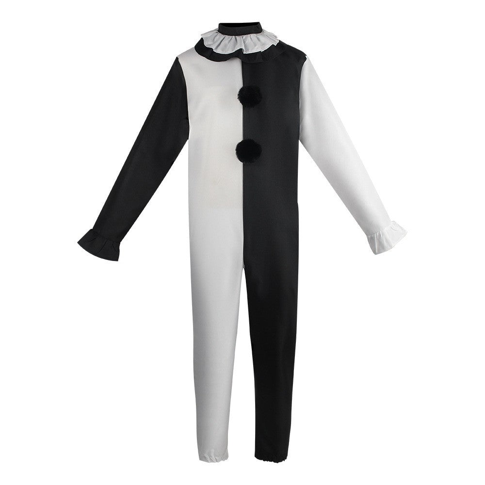 Terrifier Clown Cosplay Costume Black White Jumpsuit Dress for Men Women Halloween Horror Party Role Play Outfit Carnival Dress
