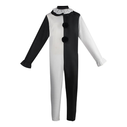 Terrifier Clown Cosplay Costume Black White Jumpsuit Dress for Men Women Halloween Horror Party Role Play Outfit Carnival Dress