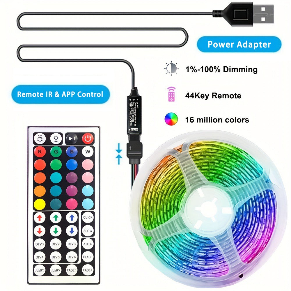 USB LED Strip Light APP Control IR Bluetooth Tape RGB IR Bedroom Living Room Self-adhesive TV Backlight Remote Lamp Diode Lights