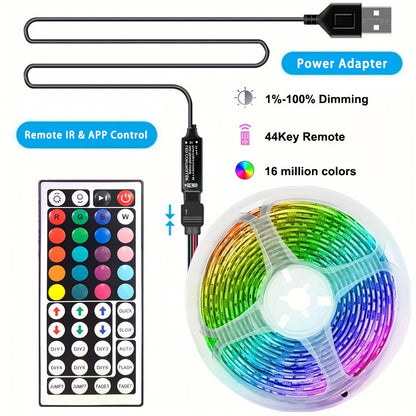 USB LED Strip Light APP Control IR Bluetooth Tape RGB IR Bedroom Living Room Self-adhesive TV Backlight Remote Lamp Diode Lights