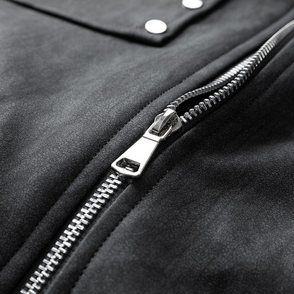 Jaqueta de Couro PU Masculina de Inverno, Grossa e Quente, Estilo Retrô, Gola Lapela, Casual, para Pesca ao Ar Livre, Tamanho Grande