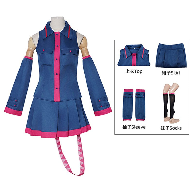 Anime Kasane Teto Cosplay Fashion Uniform Costume Wig Vtuber Teto Blue Dress Suit For Women Halloween Party Formula Uniform Sui