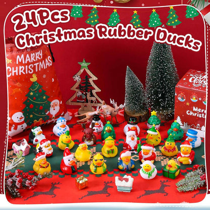 12-100pcs Christmas Rubber Ducks Bulk?Jeep Duckies Toys for for Kids Christmas Decor, Xmas Stocking Stuffers, Gift Exchange