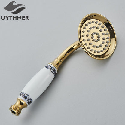 Ducha Chuveiro Banheiro Vintage Cerâmica Latão Montado Parede Torneira Pulverizador Acessório Hardware Chuveirinho