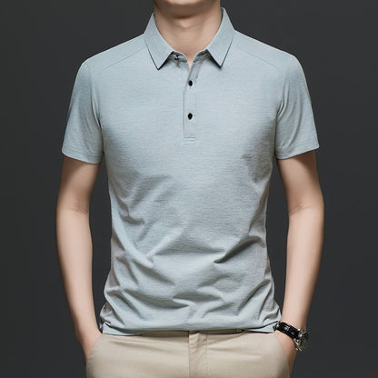 Summer business breathable short sleeved polo shirt with collar top, 2025 new item solid color collar short sleeved shirt