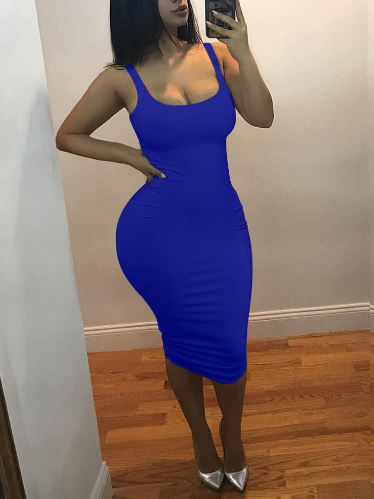 AliExpress Summer Sexy Tank Top Dress European and American Plus Size Women's Sl
