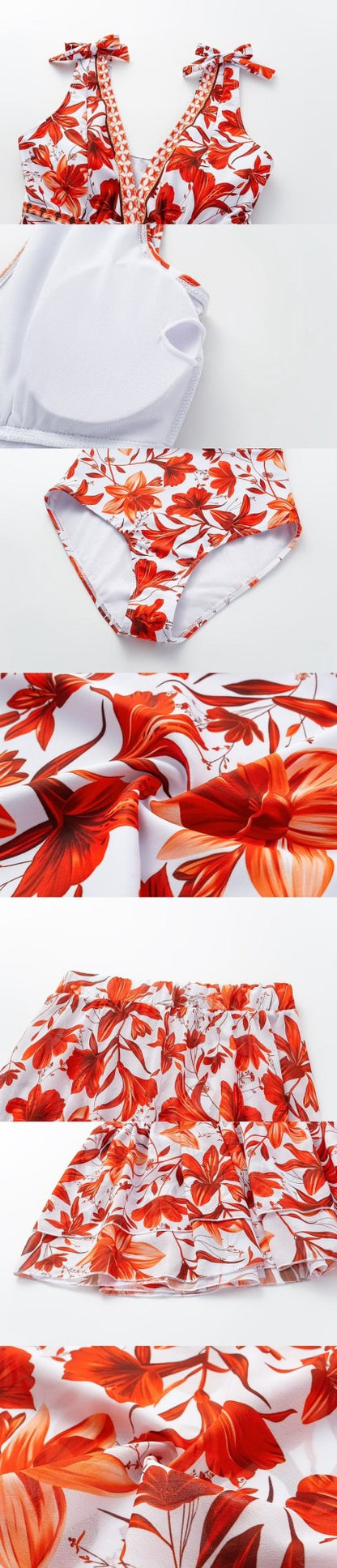 Bikinis De Mujer 2025 V Neck Lace Up Printed One Piece Swimsuit and Skirt Sexy Beach Outfits Women Es De Baño 2024 Mujer