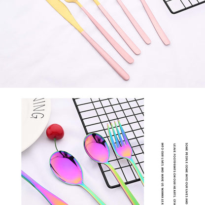 20Pcs Pink Silver Dinnerware Set Knife Dessert Fork Spoon Flatware Cutlery Set 304 Stainless Steel Silverware Tableware Kitchen
