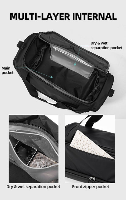 Travel Duffel Handbag Dry Wet Outdoor Business Trip Short Distance Shoulder Bag Large Fitness Gym Yoga Sports Luggage Tote Pack