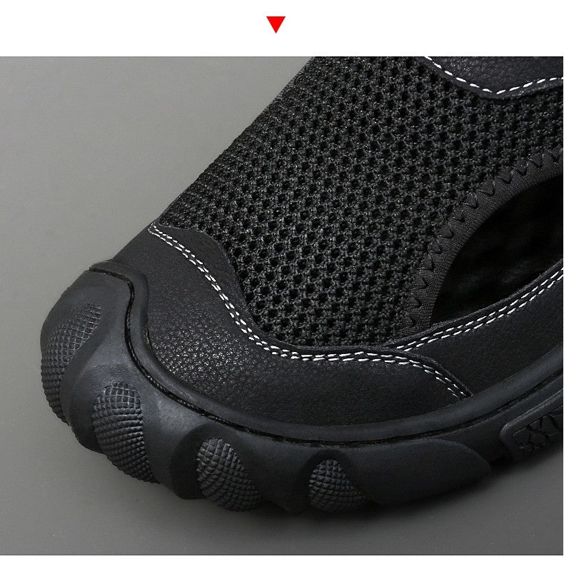 Outdoor Trendy Sandals Summer Mesh Hollow Casual Outerwear Shoes Men's Breathable Sports Shoes Beach Sandals New