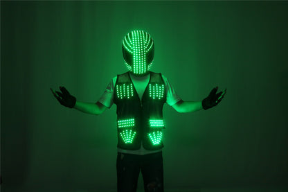 LED Robot Suit Stage Dance Costumes, Light Up Jacket, Strobe Luminous Clothing, Christmas and Halloween Party