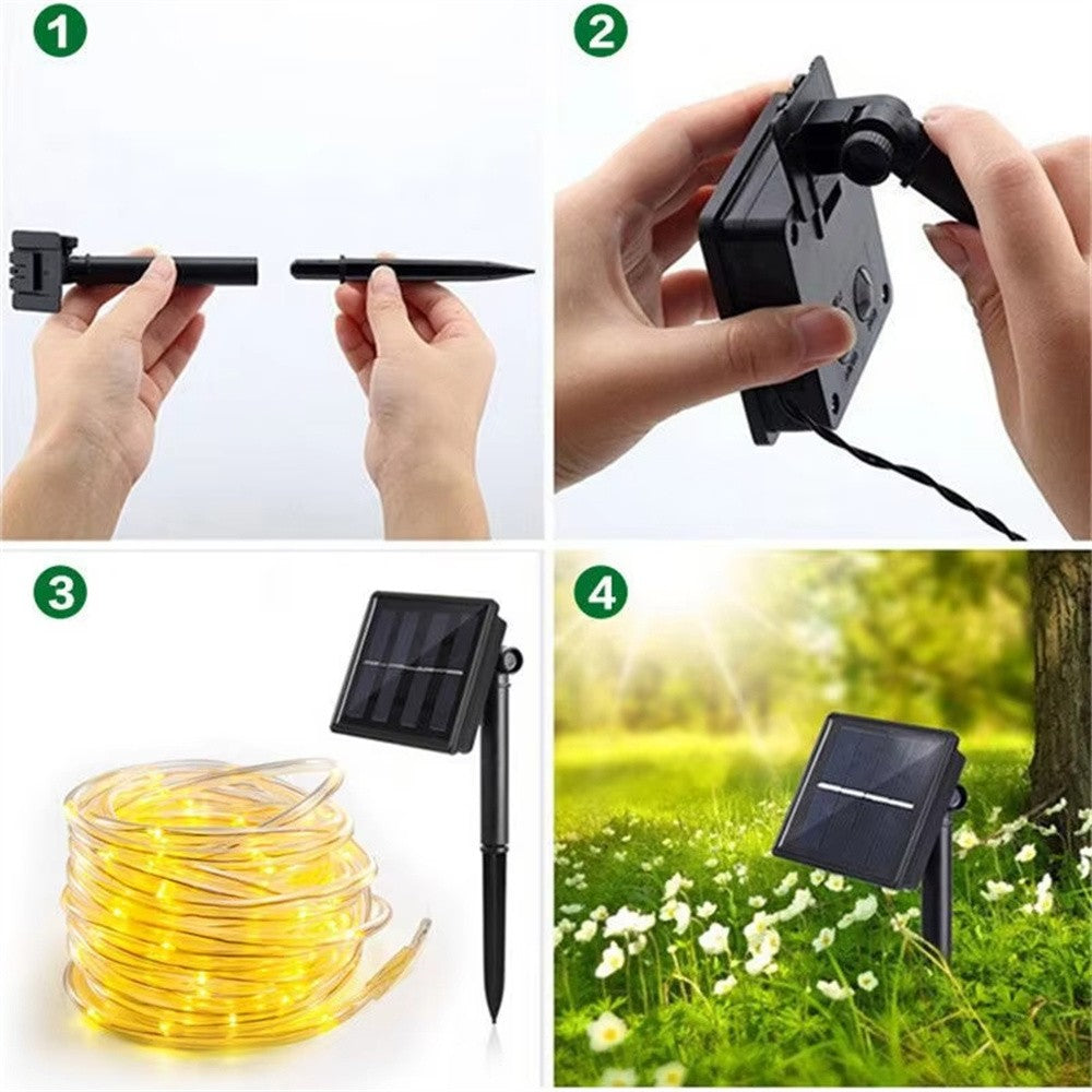7m/12m/22m/32m Garland Tube Strip Lights Outdoor Waterproof Led Solar Rope String Light for Garden Christmas Camping Decoration
