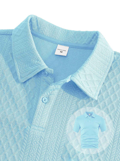 2025 Summer New Men's Casual Sportswear Polo Shirt With A Lapel, Men's Short-sleeved Shirt And Shorts, Jacquard Texture Suit