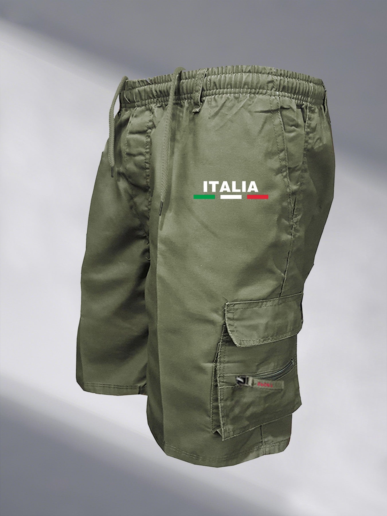 Men's Tactical Shorts Summer Casual Cargo Shorts Knee-length Multi-pockets Elastic Waist Work Hiking Overalls Short Pants Male