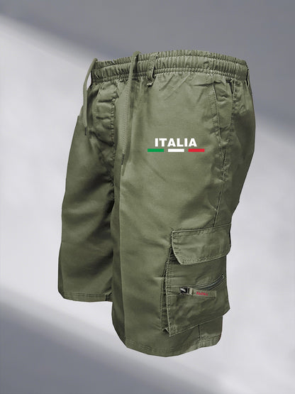 Men's Tactical Shorts Summer Casual Cargo Shorts Knee-length Multi-pockets Elastic Waist Work Hiking Overalls Short Pants Male