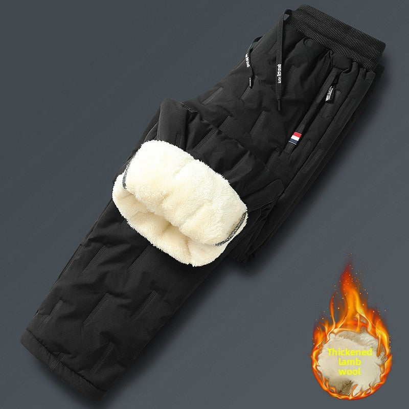 Men's Cargo Trousers Man Pants Plus Sweatpants Large Size Winter Warm Fleece Outer Y2k Alo Black Wear Thickened Baggy