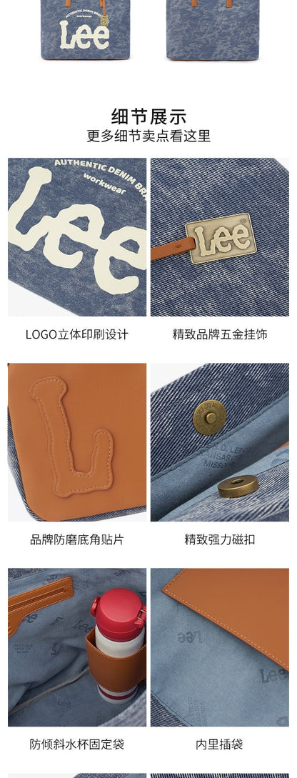 LEE Large Capacity Denim Leather Women's Tote Bags Designer Lady Canvas Daily Big Size Handbag Wear Resistant Shoulder Beach Bag