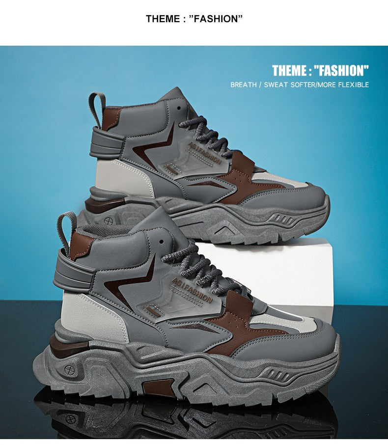 Fashion Thick Soled Men's Sneakers Height Increasing Shoes Casual Sports Shoes Versatile Men's Shoes Platform Skateboard Shoes