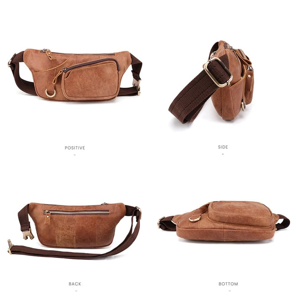 Genuine Leather Waist Bag Men Women's Belt Bag Casual Waist Packs  for Phone Pouch Travel Chest Bag Crossboby Shoulder Bag