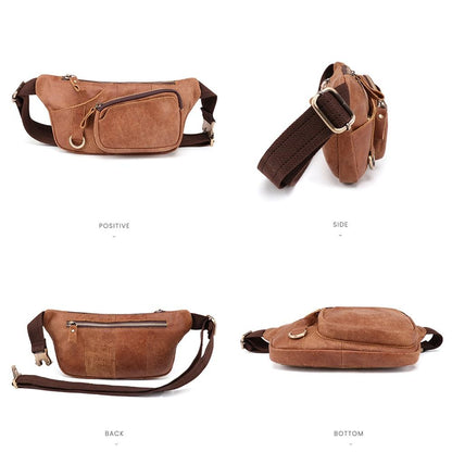 Genuine Leather Waist Bag Men Women's Belt Bag Casual Waist Packs  for Phone Pouch Travel Chest Bag Crossboby Shoulder Bag