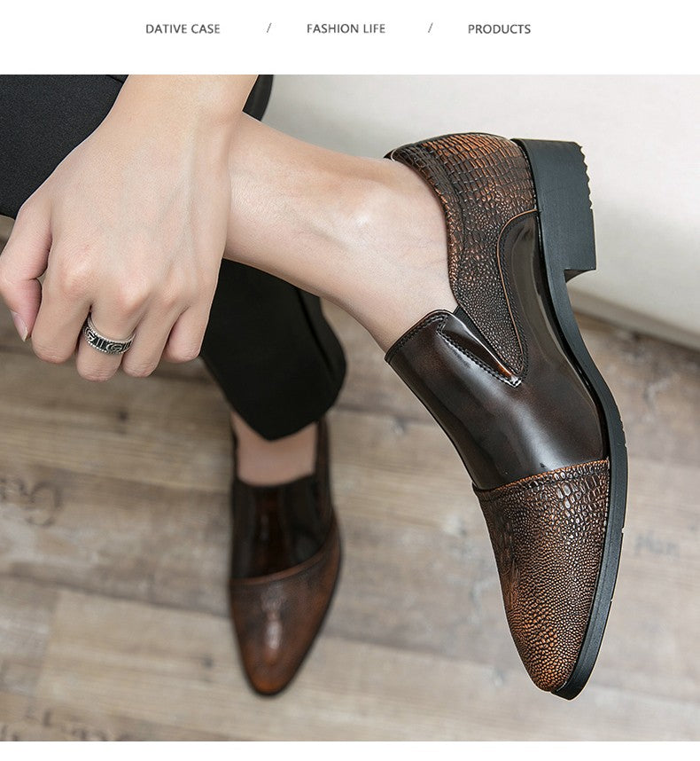 Luxury Crocodile Pattern Men Business Loafers Big Size Fashion Leather Comfortable Designer Wedding Social Formal Platform Shoes