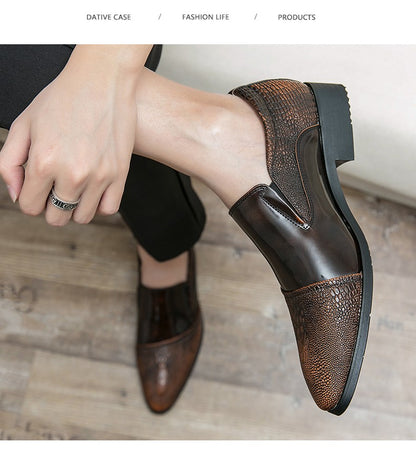 Luxury Crocodile Pattern Men Business Loafers Big Size Fashion Leather Comfortable Designer Wedding Social Formal Platform Shoes