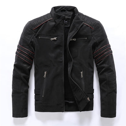 Casual Motorcycle Winter Men Winter Brand Leather Jacket Inner Fleece PU Coat Faux Leather Jackets Mens Clothing Streetwear