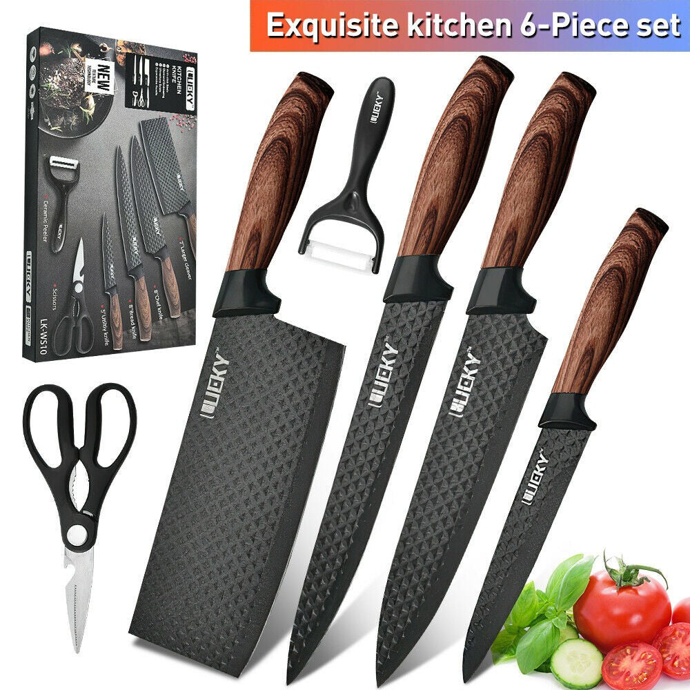 ZENG Kitchen Knives Sets Sharp Stainless Steel Chef Knife,Cleaver,Scissors Vegetable Fruit Peeler Unitly Knife Kitchen Tool Se