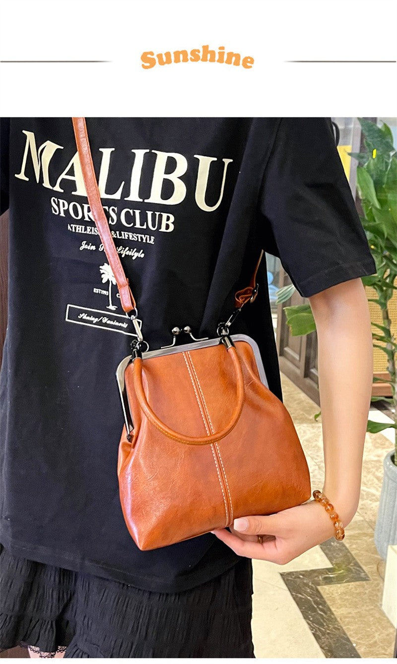Vintage Style Women Handbag Brown Versatile Designer Shoulder Bag PU Leather Ladys Shell Purses Crossbody Bags