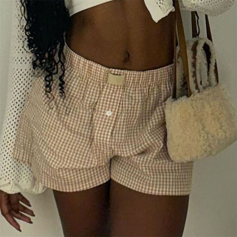 2025 New Women Plaid Lounge Boxer Shorts Cute Summer Y2K Casual Pajama Bottoms Sleep Gingham Shorts Beach Tracksuit Jogging Pant