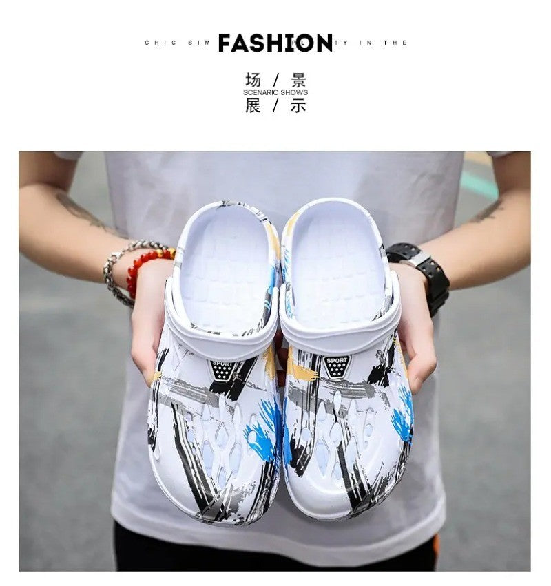 Men's Summer Camouflage Graffiti Sandals Garden Clogs Shoes Men Outdoor Beach Anti-skid Slippers Indoor Home Shoe big size 45-49