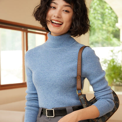 Autumn and Winter New Women's Sweater 100% Pure Cashmere High Collar Hoodie Knitted Basic Style Hot Selling Women's Top