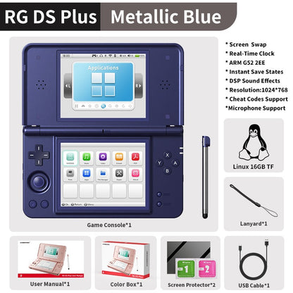 Anbernic RG DS Plus Retro Handheld Game Console 4.3" IPS Dual Screens Linux 16GB 4000mAh DS Plus Streaming Portable Games Player