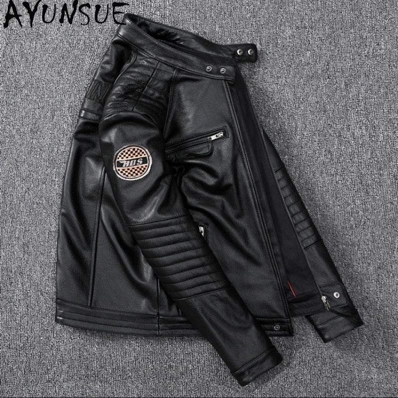Mens Leather Jacket Autumn Men Clothing Handsome Motorcycle Jackets Two Colors Short Coats Kurtka M?ska Skórzana Slim
