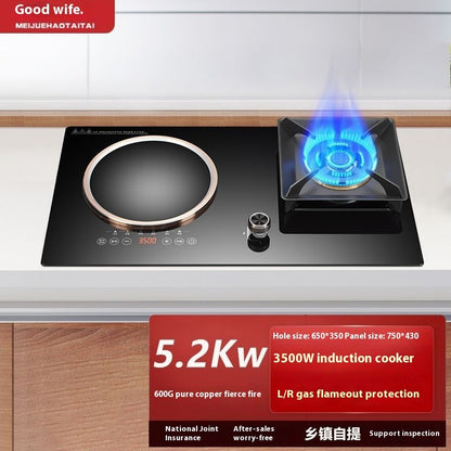 Dual Fuel 3500W Gas Electric Cooker Household Concave Induction Cooktop Class Energy Built-in Countertop Natural Gas Easy Table