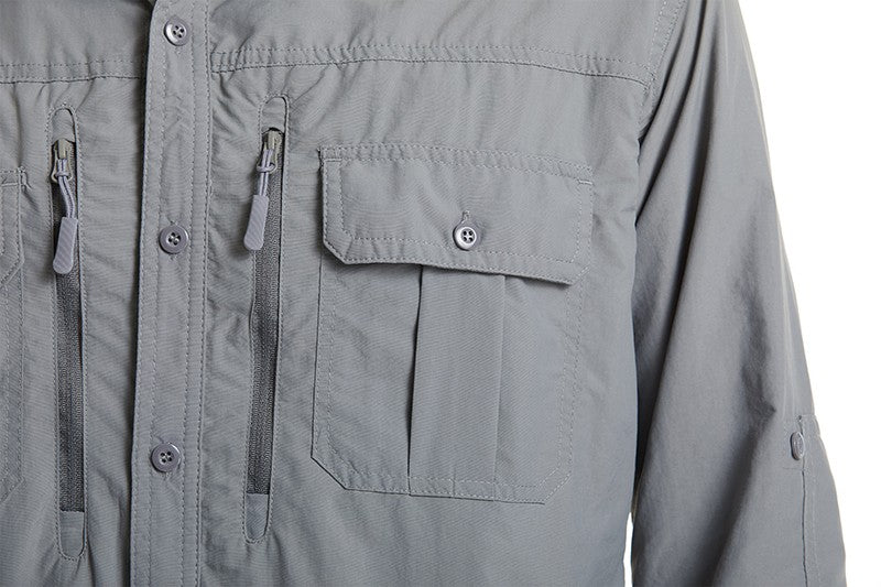 TACVASEN Summer Cargo Shirts Men's Mesh Breathable Long Sleeve Multi-Pockets Work Shirts Quick Dry Hiking Fishing Shirt Outdoor