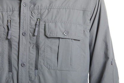 TACVASEN Summer Cargo Shirts Men's Mesh Breathable Long Sleeve Multi-Pockets Work Shirts Quick Dry Hiking Fishing Shirt Outdoor