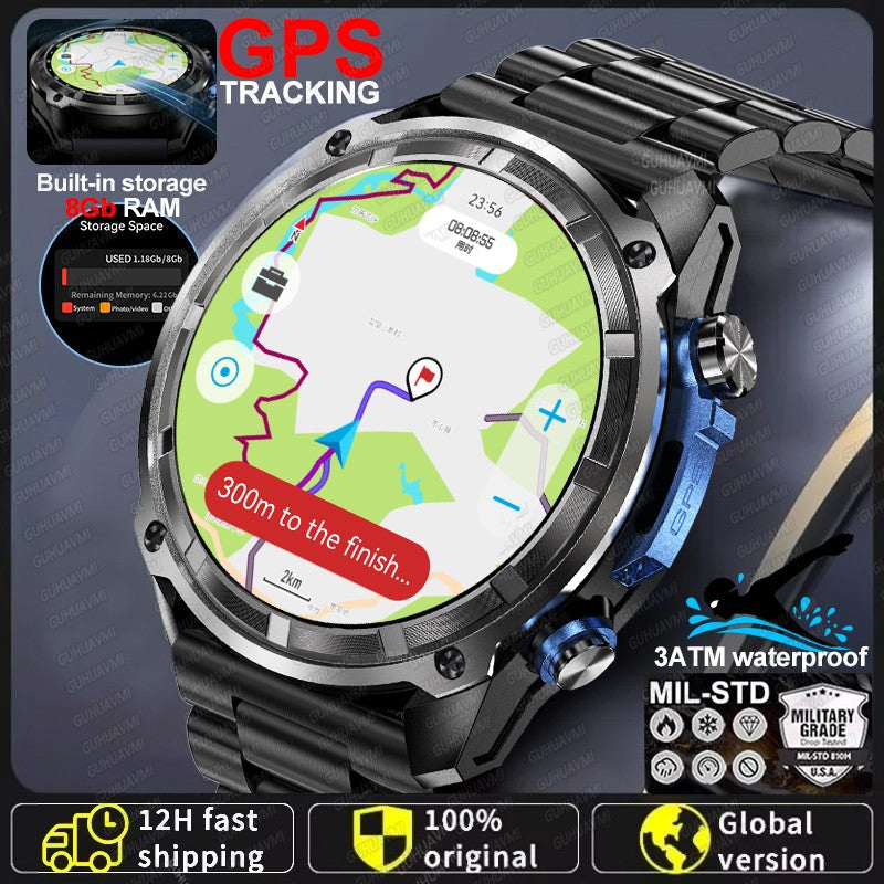 NEW 4GB Memory Video Player Smart Watch AMOLED With GPS Offline Maps Military Sports Smartwatch Men 30m Swim Waterproof Bracelet