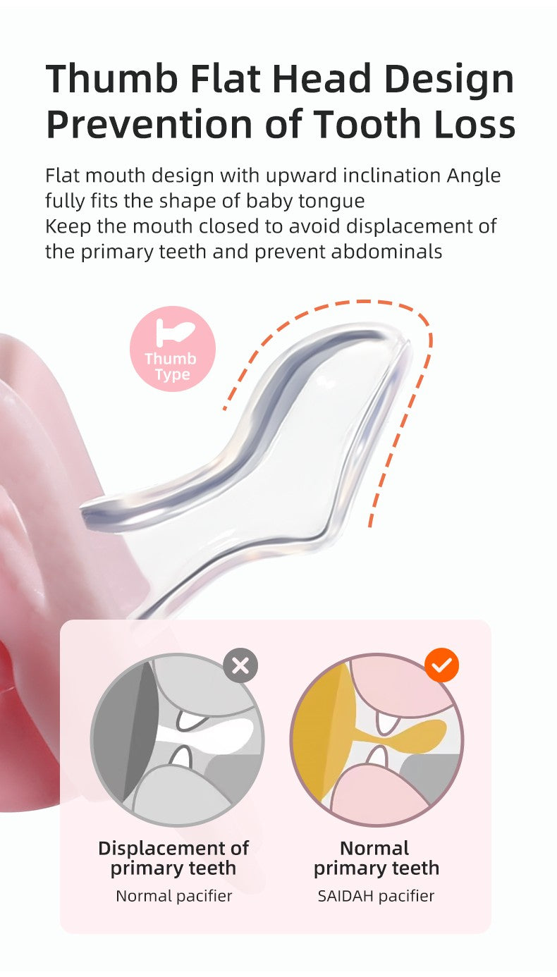 Cartoon Pattern Thumb Shape Toddlers Soothe Kids Newborn Baby Silicone Teething Pacifier