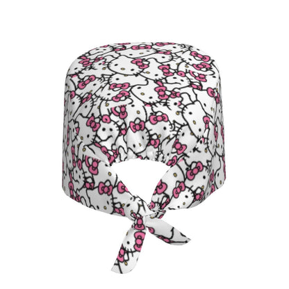 Custom Hello Kitty Medical Staff Scrubs Hat Women Men Cartoon Chara For Chef Hat Scrub Caps