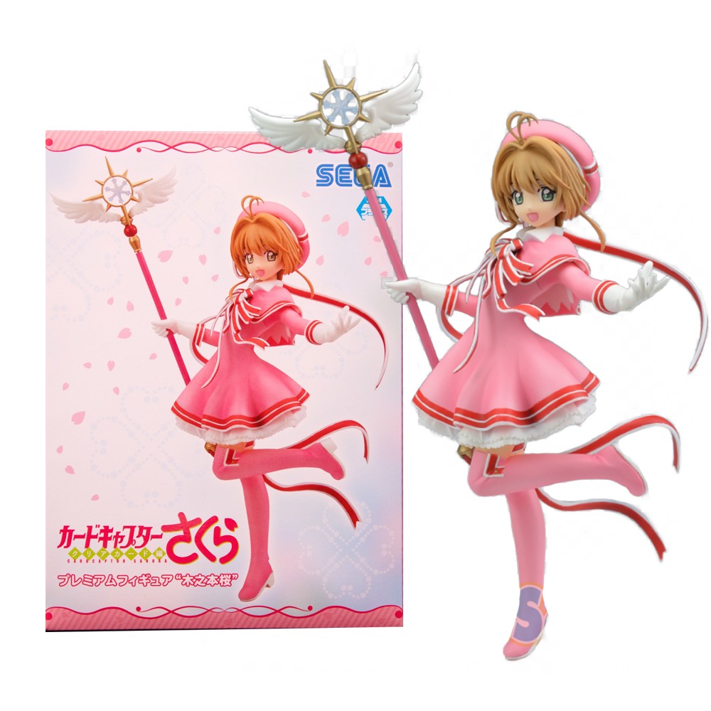 22CM Anime Card Captor Sakura Clear Card-hen Kinomoto Sakura Boneco de Ação em Pé Brinquedo Presente Colecionável