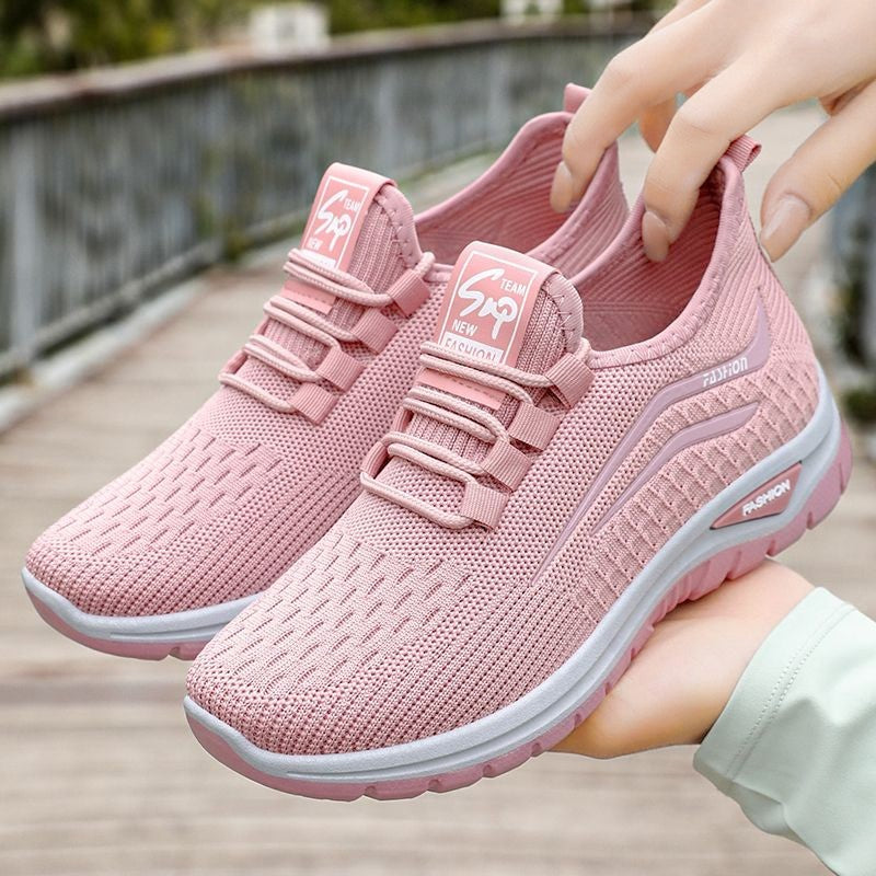Autumn Women Casual Shoes Breathable Walking Mesh Lace Up Flat Shoes Sneakers Women Tenis Feminino Pink Zapatillas De Mujer