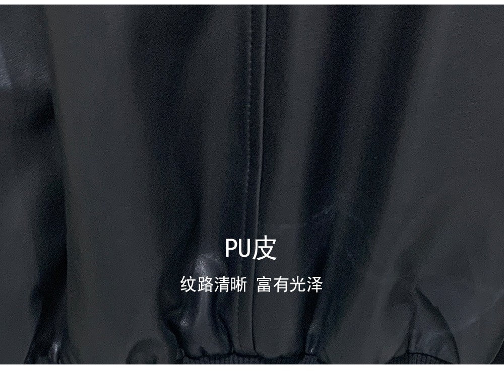 Mauroicardi Autumn Winter Short Oversized Black Warm Pu Leather Jacket Men with Faux Fur Trim Hood Loose Casual Korean Fashion