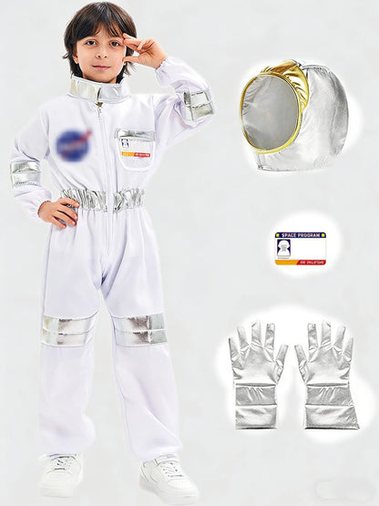 Halloween Astronaut Cosplay Costume Kids Boy Girl Jumpsuit Cartoon Space Party Spaceman Outfit White Spacesuit Bodysuit Clothing