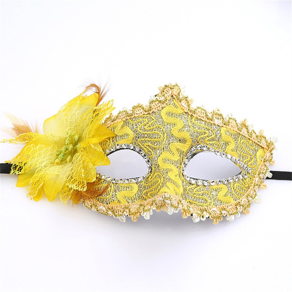 Halloween Mask Masquerade Princess Half Face Lace Plus Flower Children Adult Eye Mask Female Party Performance Props