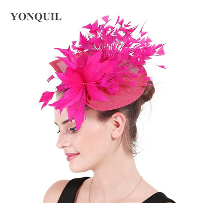 Fascinator de Cabelo com Clipe para Casamento - Pena Laranja Charmosa, Chapéu, Flor, Véu, Acessório de Cabelo de Noiva para Festas SYF678