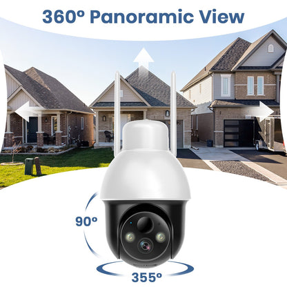 AOSU 3MP PTZ Solar Security Camera 5000mAh Battery Wireless 2.4Ghz WIFI Camera PIR AI Detection 2-Way Audio Outdoor CCTV Camera