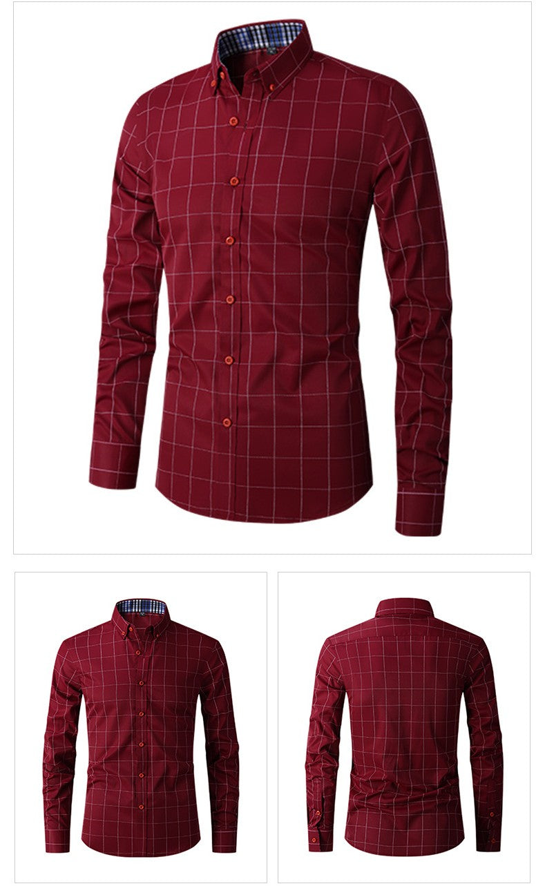 Brand New Men Shirt Male Dress Shirts Plaids Men's Casual Long Sleeve Business Formal Plaid Men's Shirt Camisa Social