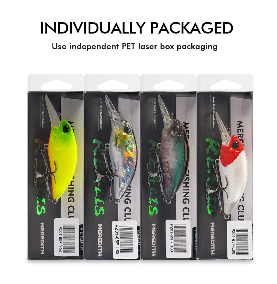 MEREDITH JERK CRANK M65 8A 14g Hot Model Isca de Pesca Artificial Rígida 11 Cores Wobbler Minnow Profissional de Qualidade Profundidade 2.0-2.5m