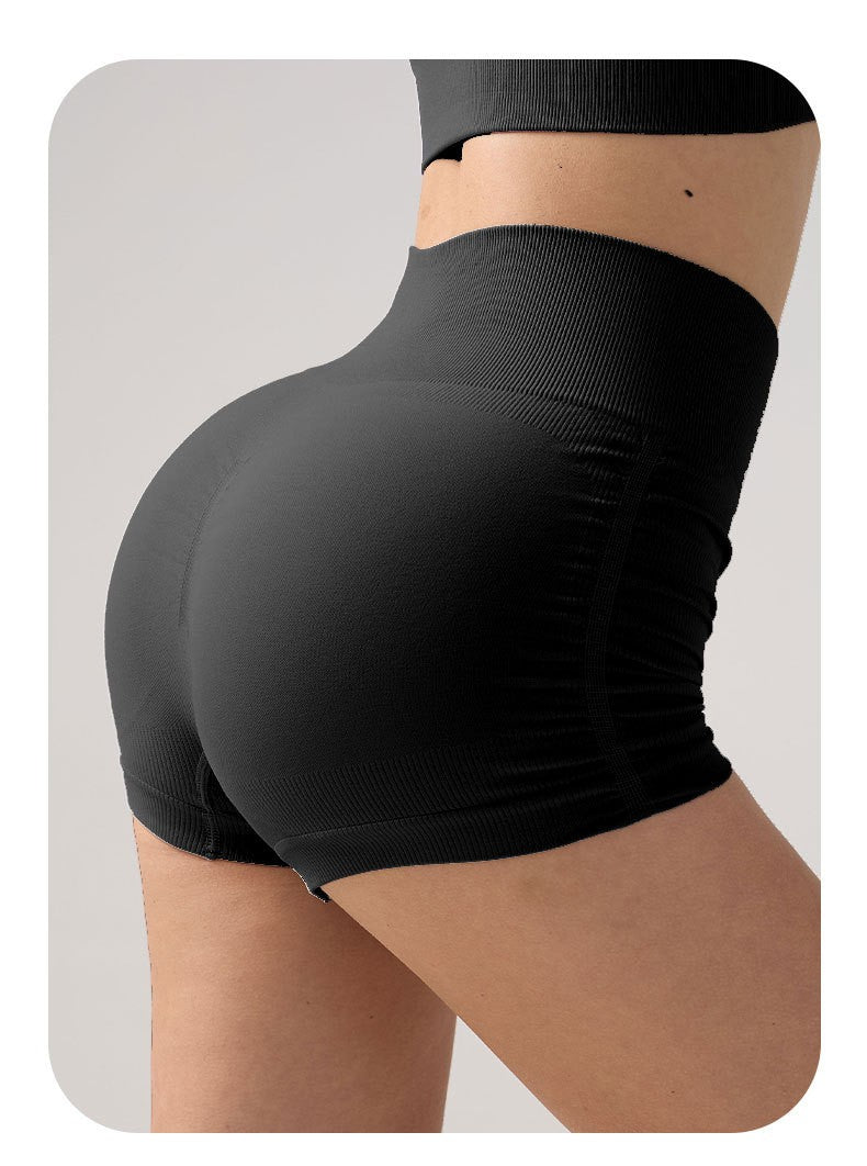 Women High Waist Fitness Shorts Gym Hip Lifting Yoga Sports Tight Running Shorts Exercise Three Folded Yoga Shorts